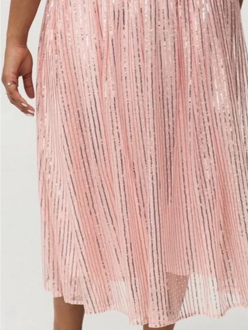 torrid Pink Pleated Midi Skirt with Black Waistband
